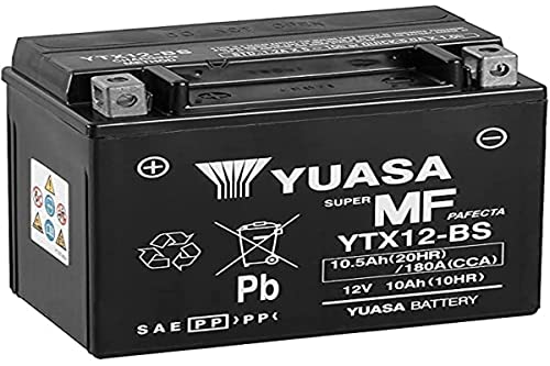 Yuasa YTX12 - Batteria di ricambio AGM, 12V, 10.5 Ah, 180 A