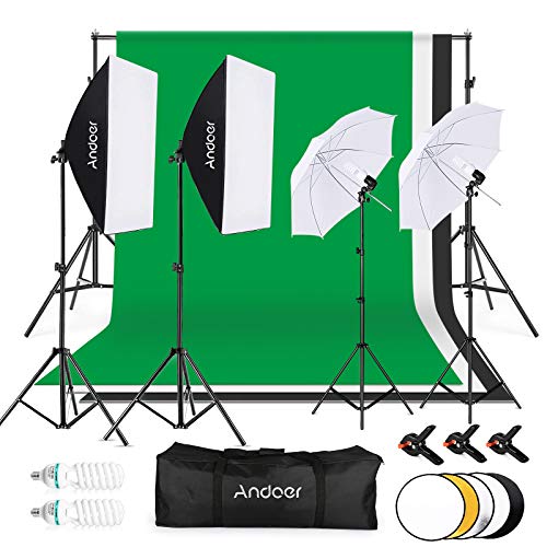 Andoer Set Fotografico, Studio Fotografico Kit di Illuminazione 1.8...
