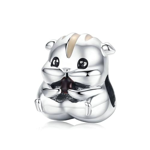 Animal Collection 925 Sterling Silver Lovely Hamster Beads Fit Char...