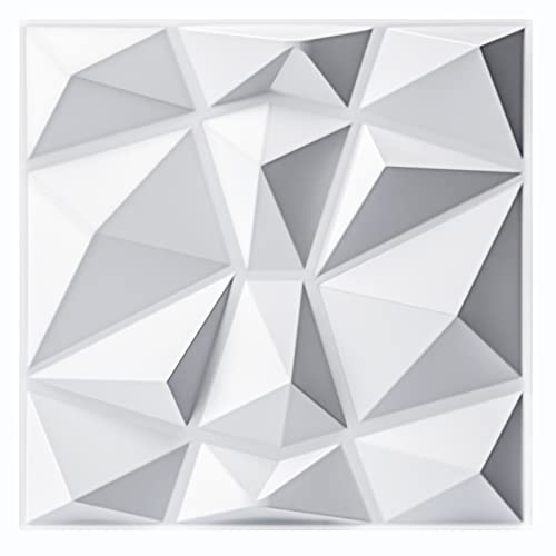 Art3d 33 pannelli decorativi 3D a forma di diamante, bianco opaco, ...