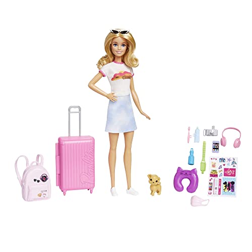 Barbie - Set da viaggio  Malibu , Bambola e accessori, con cagnolin...