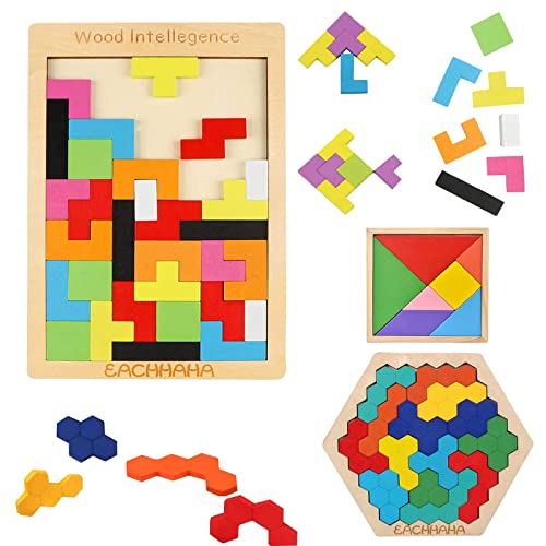 EACHHAHA 3 in 1 Puzzle di legno |Tangram Bambini Set | Giochi Monte...