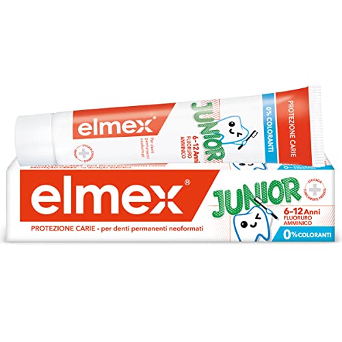 elmex Dentifricio Junior 6-12 Anni per Bambini 75 ml I Con Fluoruro...