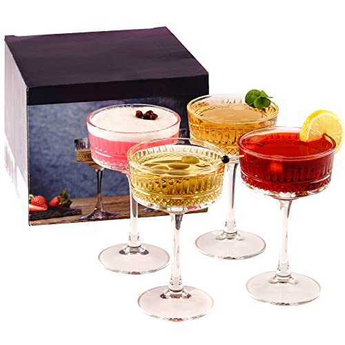 GOSOYO Set di 4 bicchieri coupé vintage, Champagne, cocktail, Mart...