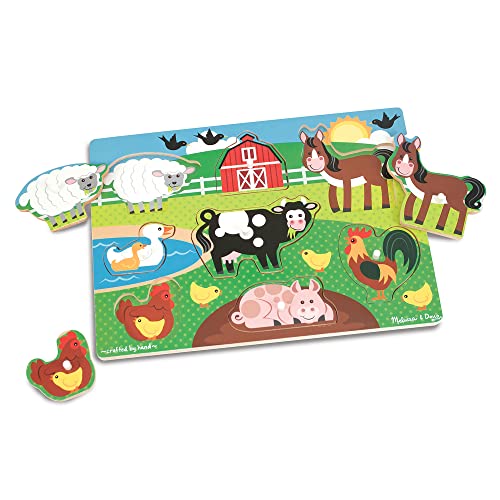 Melissa & Doug | Puzzle in legno per bambini fattoria degli animali...