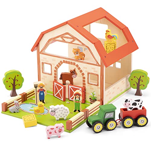 New Classic Toys 10850 - Casa della fattoria, in legno, multicolore...
