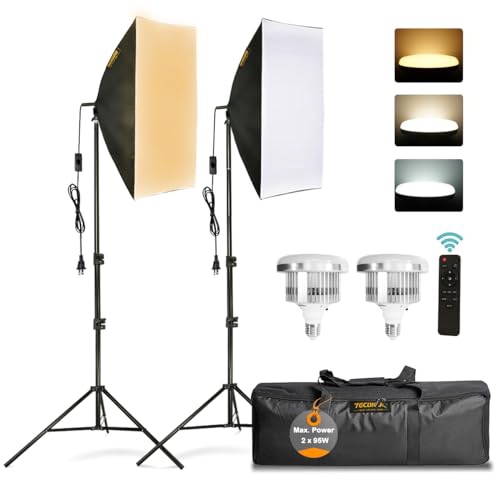 Softbox Set Studio Fotografico 95W LED 50x70cm Luci Regolabile 3000...
