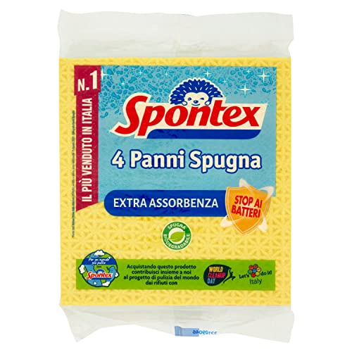 Spontex Panni Spugna, Colori Assortiti, 4 Pezzi...