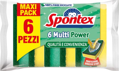 Spontex Spugna Anti Grasso Fibra Plus, 6 Pezzi...