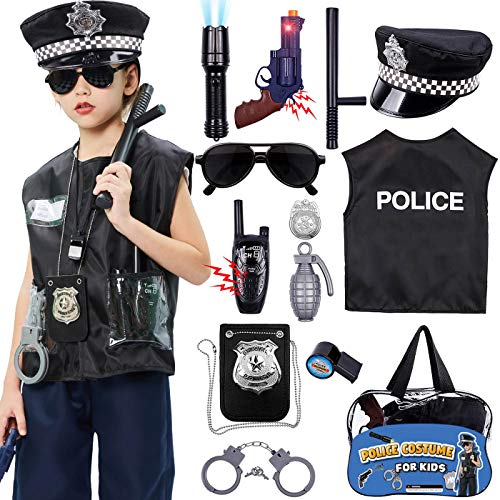 Tacobear Polizia Costume Vestito Accessori Distintivo Manette Gilet...