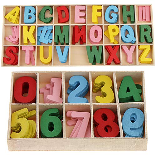 216 Pezzi Wooden Letters And Numbers Set Lettere Maiuscole in Legno...