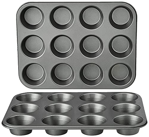 Amazon Basics - Rotondo Teglia antiaderente per muffin, in acciaio ...
