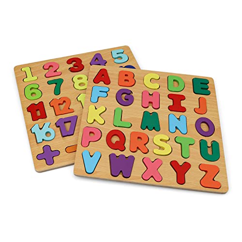 Lettere Alfabeto Bambini, LNSYSNS 2 Pezzi Puzzle Legno Bambini, ABC...