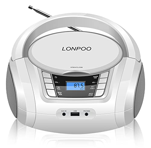 Lettore CD Radio Portatili Boombox, LONPOO Stereo MP3 Bluetooth Por...