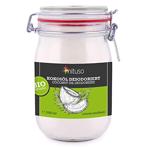 olio di cocco biologico mituso, insapore (deodorato), 1 confezione ...