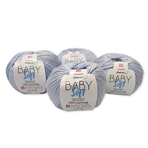 Panini Tessuti, 4 Gomitoli Cotone Baby Soft - Made in Italy - Dispo...