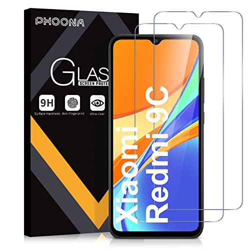Phoona Vetro Temperato per Xiaomi Redmi 9A 9AT 9C 10A, 2 Pezzi Pell...