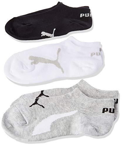 PUMA Sneaker Calzini, Blanco (White Grey Black), 35-38 (Pacco da 3)...