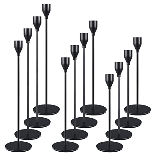 Set di 12 candelieri neri Portacandele nero elegante conico Portaca...