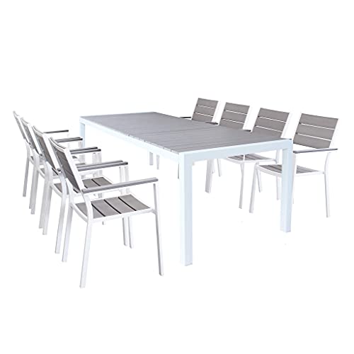 Set Tavolo e sedie da Giardino per Esterno in Alluminio cm 162 242 ...