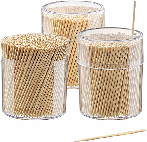 Stuzzicadenti in legno di bambù [1500 conte] plettri per denti rot...
