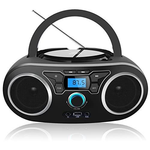 WISCENT Lettore CD Portatile Boombox, avec Bluetooth | Radio FM | U...