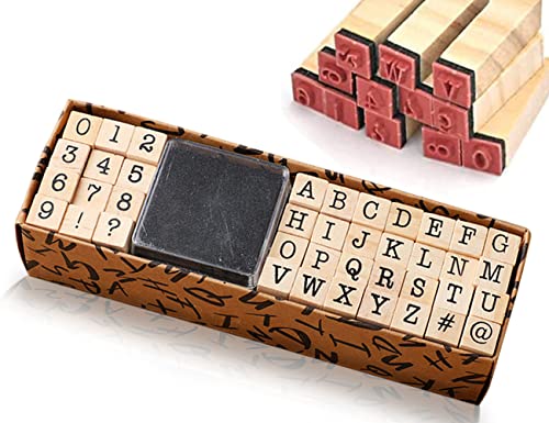 ZoeTekway 40 pezzi lettere timbri set, alfabeto timbri in legno let...